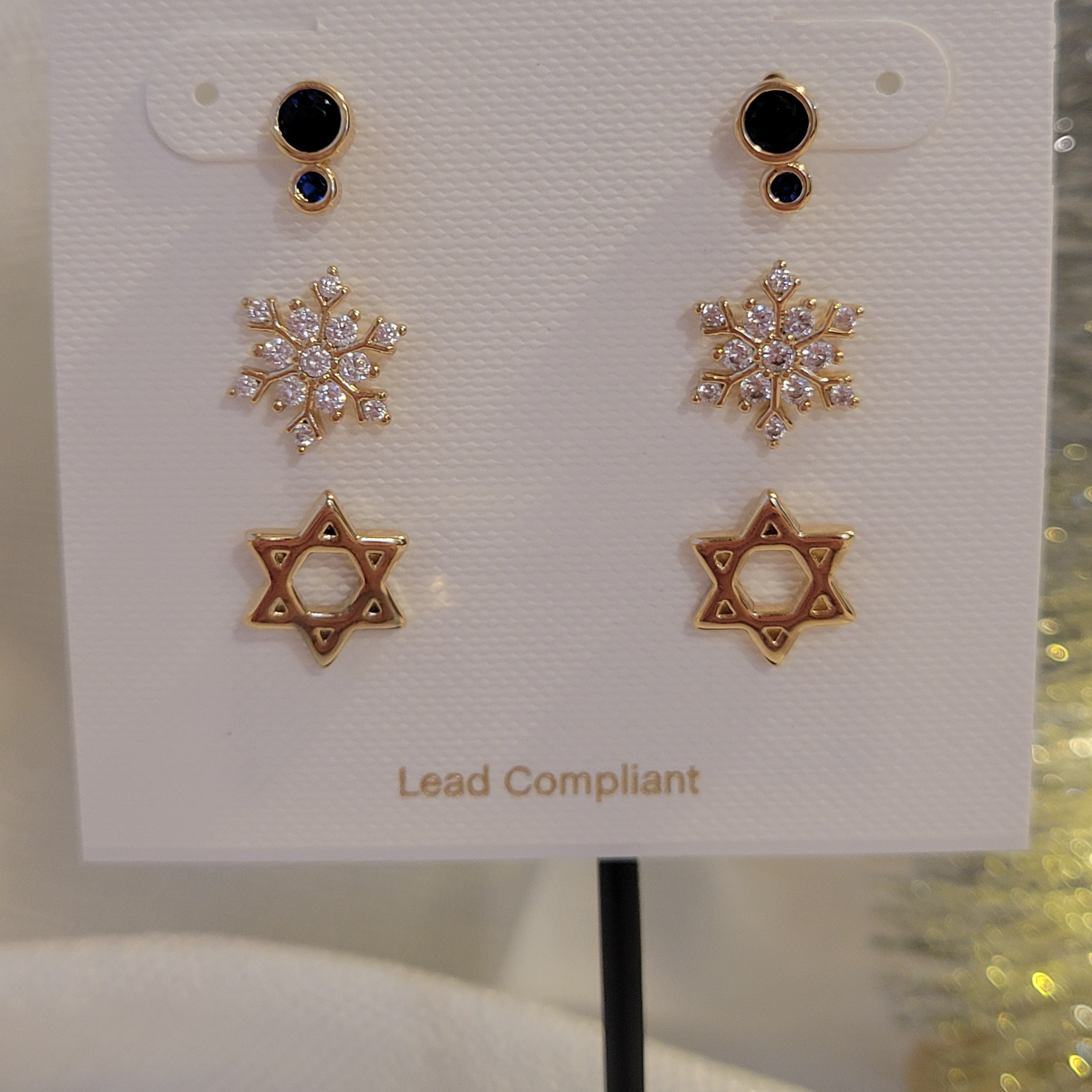Panacea Hanukkah Gold Earring Set